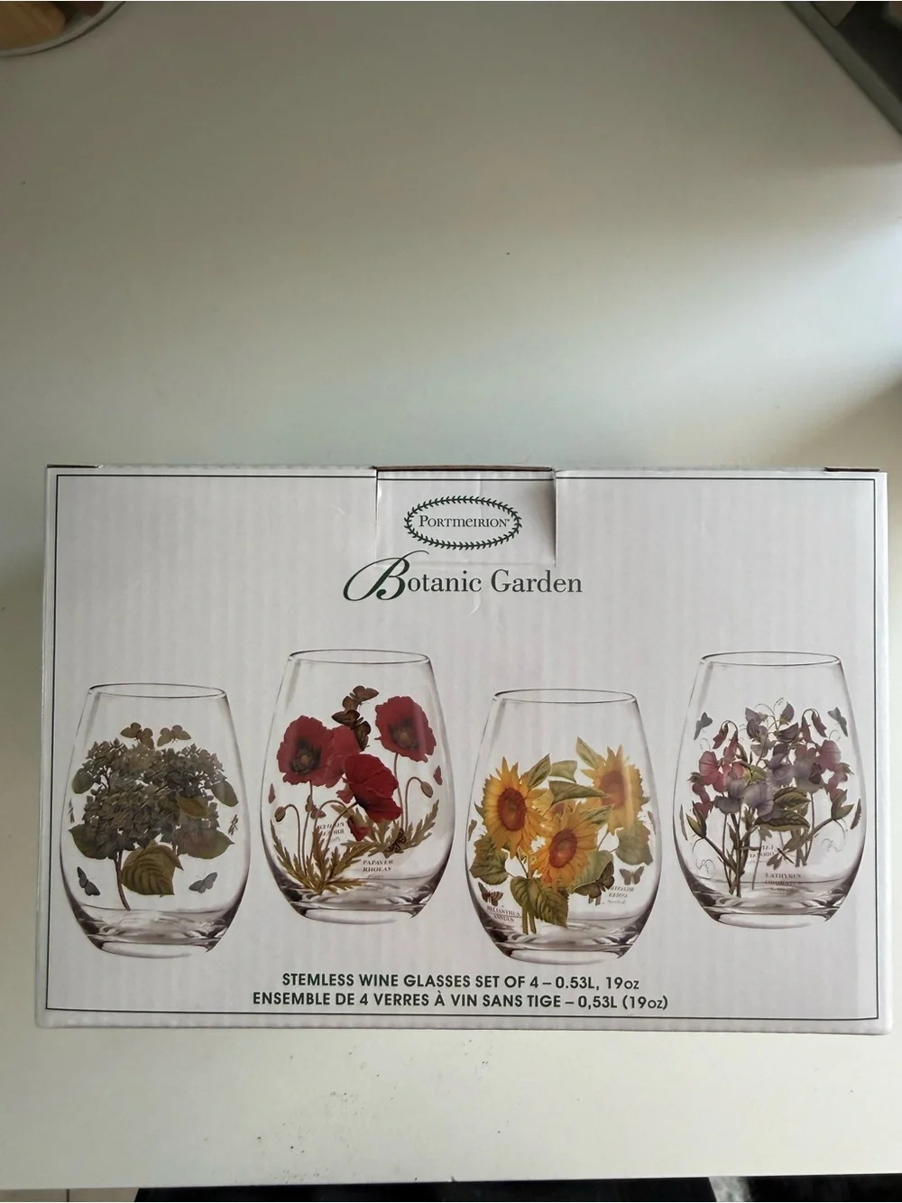Portmeirion Botanic Garden Stemless Wine Glasses Set of 4 19 oz
